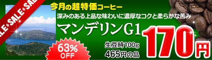 今月のおすすめ豆 超特価品 マンデリンG1